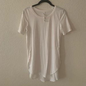 Plain White Lululemon Long Tshirt With Side Slits